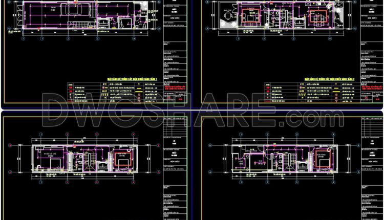 135. Free download electrical and internet cad drawings for 4-storey house (1)
