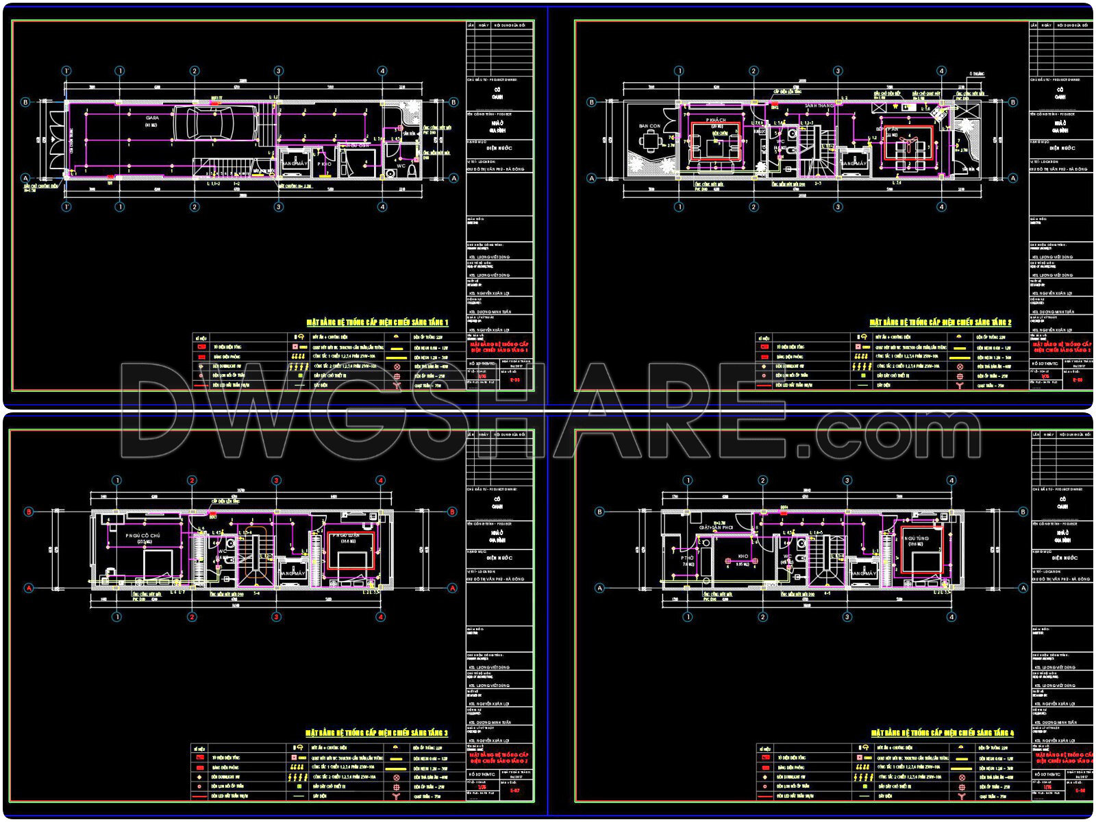 135. Free download electrical and internet cad drawings for 4-storey house (2)
