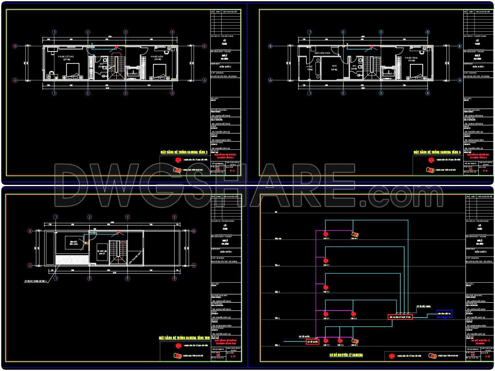 135. Free download electrical and internet cad drawings for 4-storey house (4)