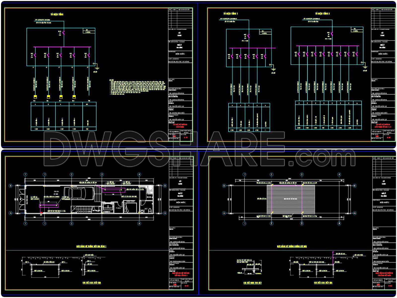 135. Free download electrical and internet cad drawings for 4-storey house (5)