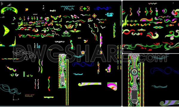 168. Decorative Landscape Ornament Details – Curved Pattern Cad Library (2)