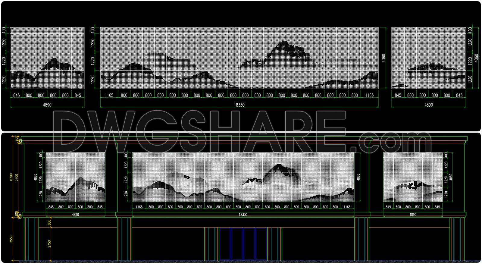 243. Free Download CAD Drawing Perforated Aluminum Panel Layout for Facade Artwork (1)