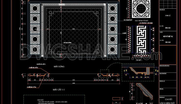 246. Download Miễn Phí Bản Vẽ Cad Chi Tiết Vách Bàn Thờ Gỗ Tự Nhiên