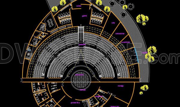 8 months ago
                

                
             2,27125. CAD Floor Plan of an Outdoor Amphitheater – Curved Stage and Tiered Seating