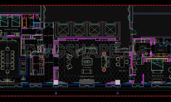27. Free download of the interior layout floor plan for the Presidential Suite at DoubleTree Hotel