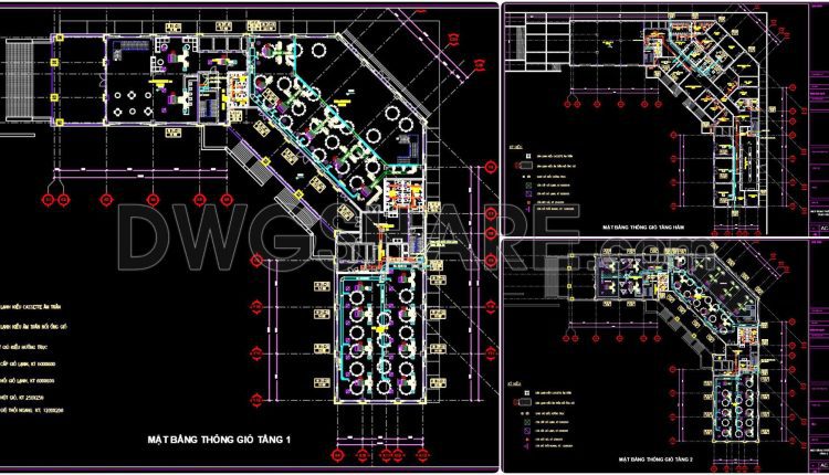 280. Free CAD Ventilation Drawings – Basement & Floors 1-2 of 5-Star Hotel (1)
