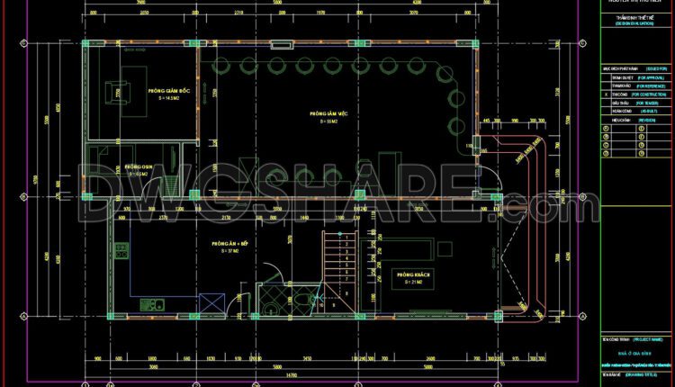 298. Free Download – Cad Floor Plan Of A 3-storey Small Office & Residential Building
