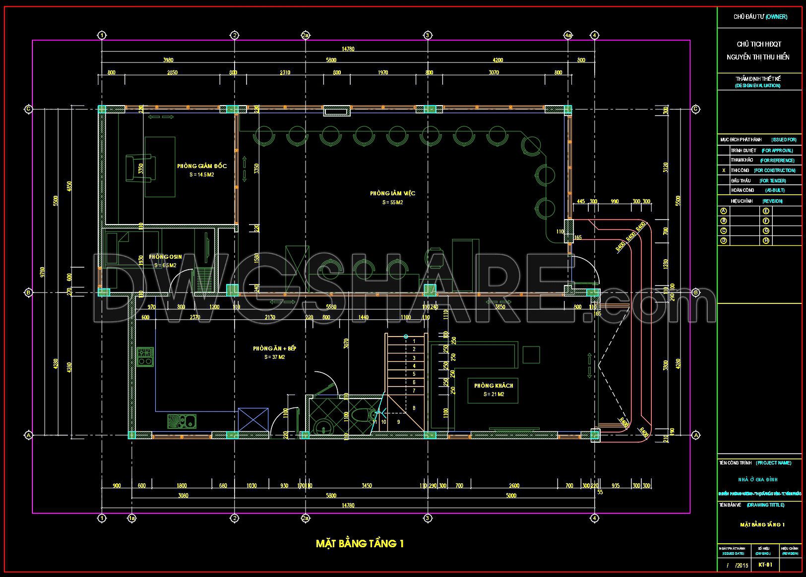 298. Free Download – Cad Floor Plan Of A 3-storey Small Office & Residential Building