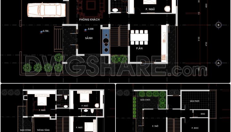 299. Multi-storey Residential House Cad Drawings – Architectural Floor Plans Free Download