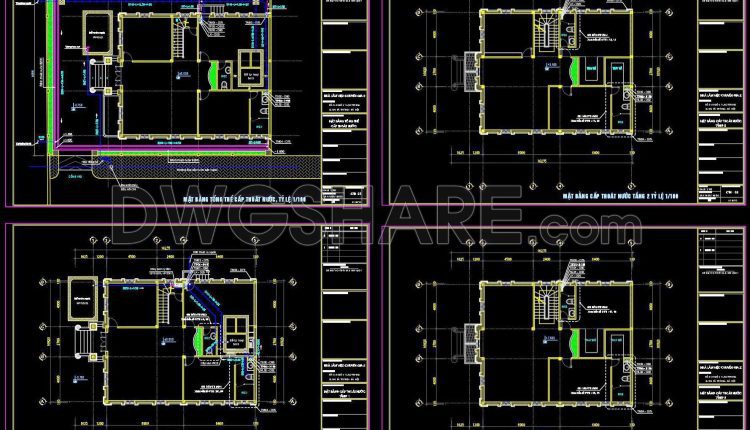 314. CAD drawings detailing the design of water supply and drainage systems for a 4-story townhouse (5)