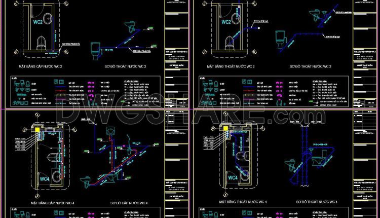 314. CAD drawings detailing the design of water supply and drainage systems for a 4-story townhouse (3)
