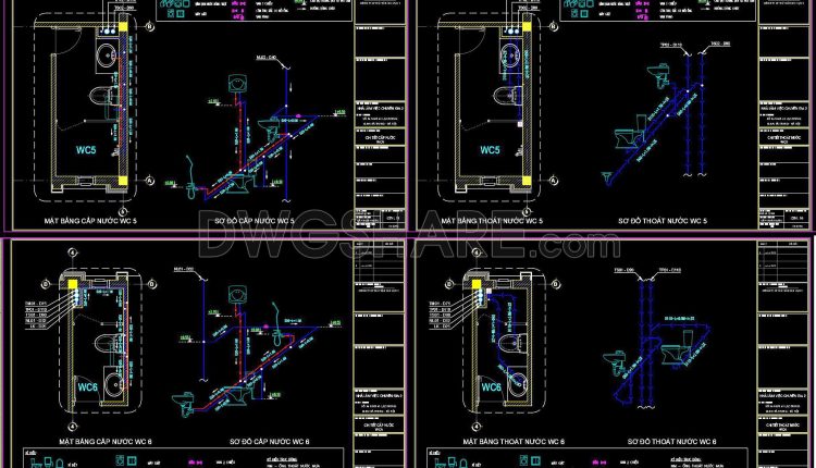 314. CAD drawings detailing the design of water supply and drainage systems for a 4-story townhouse (1)