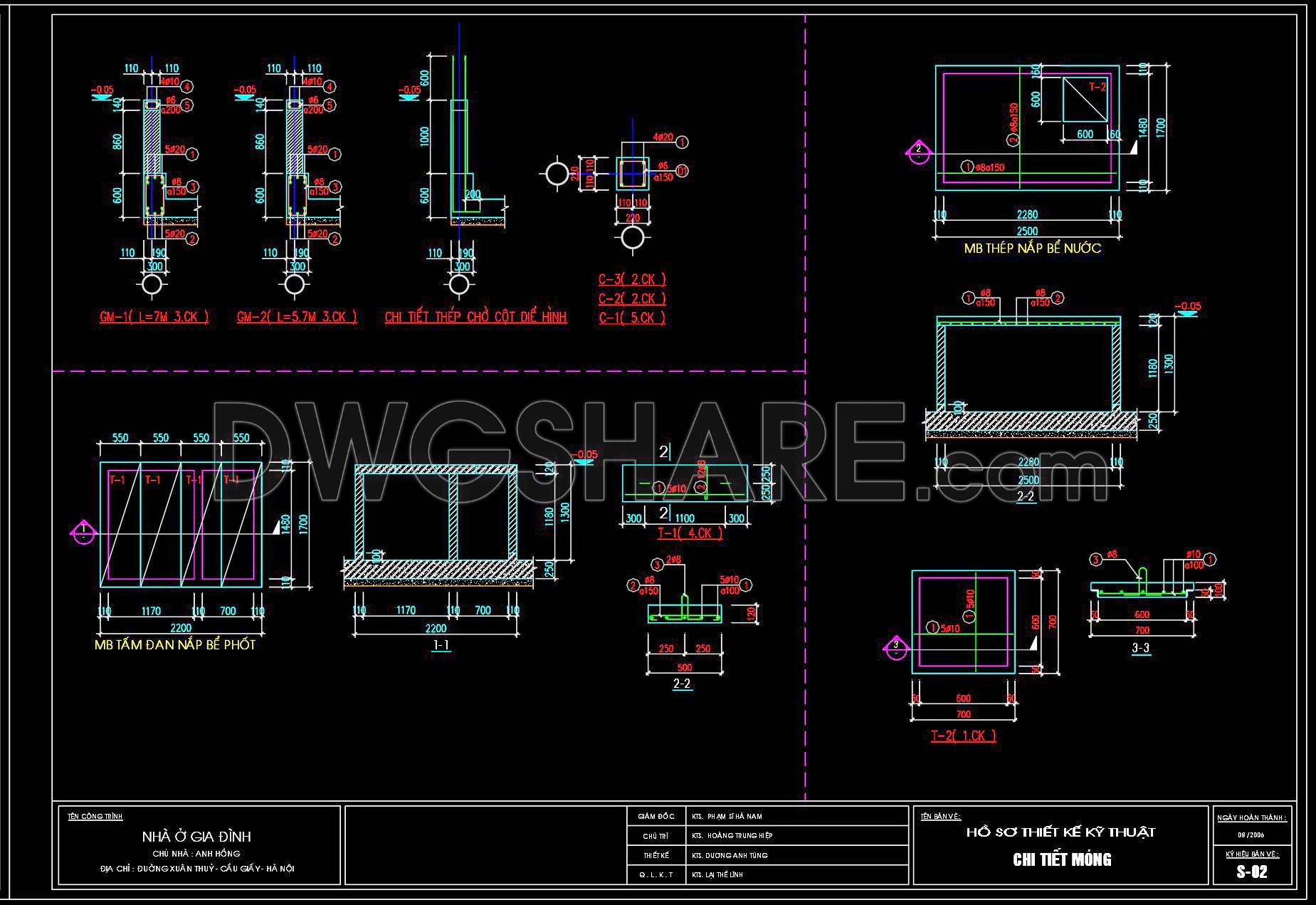 344. Free Download of Structural CAD Drawings for 5.7m x 8.5m Reinforced Concrete Townhouse (2)