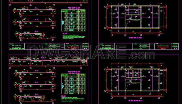 345. Free Download of Structural CAD Drawings for 5m x 12m Reinforced Concrete Townhouse (4)