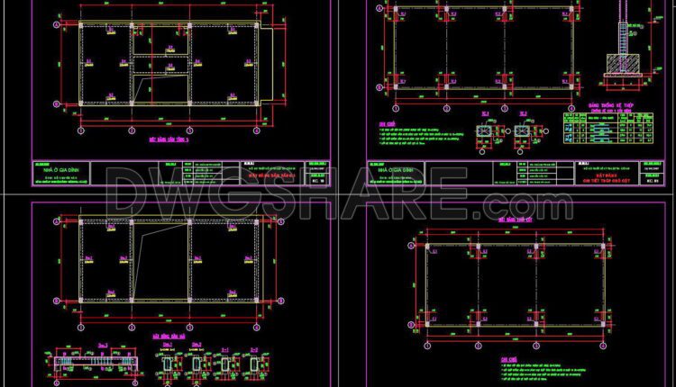 345. Free Download of Structural CAD Drawings for 5m x 12m Reinforced Concrete Townhouse (2)