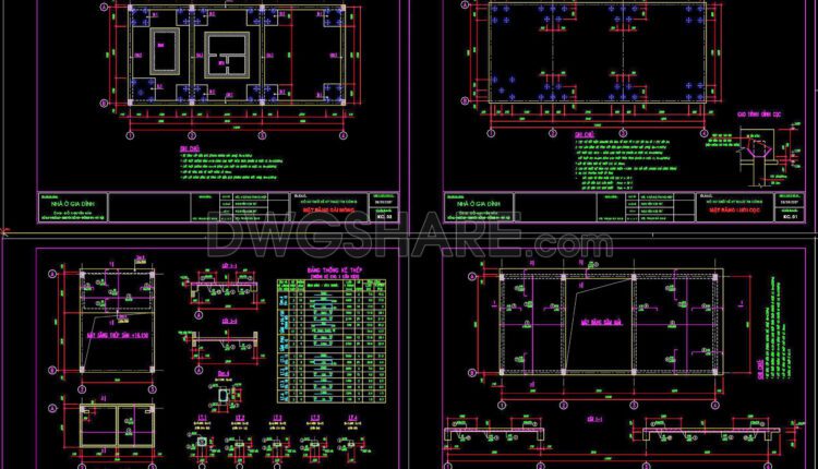 345. Free Download of Structural CAD Drawings for 5m x 12m Reinforced Concrete Townhouse (1)