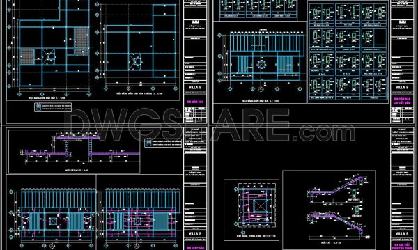 346. Free Download of Structural CAD Drawings for 20m x 25m Reinforced Concrete Townhouse