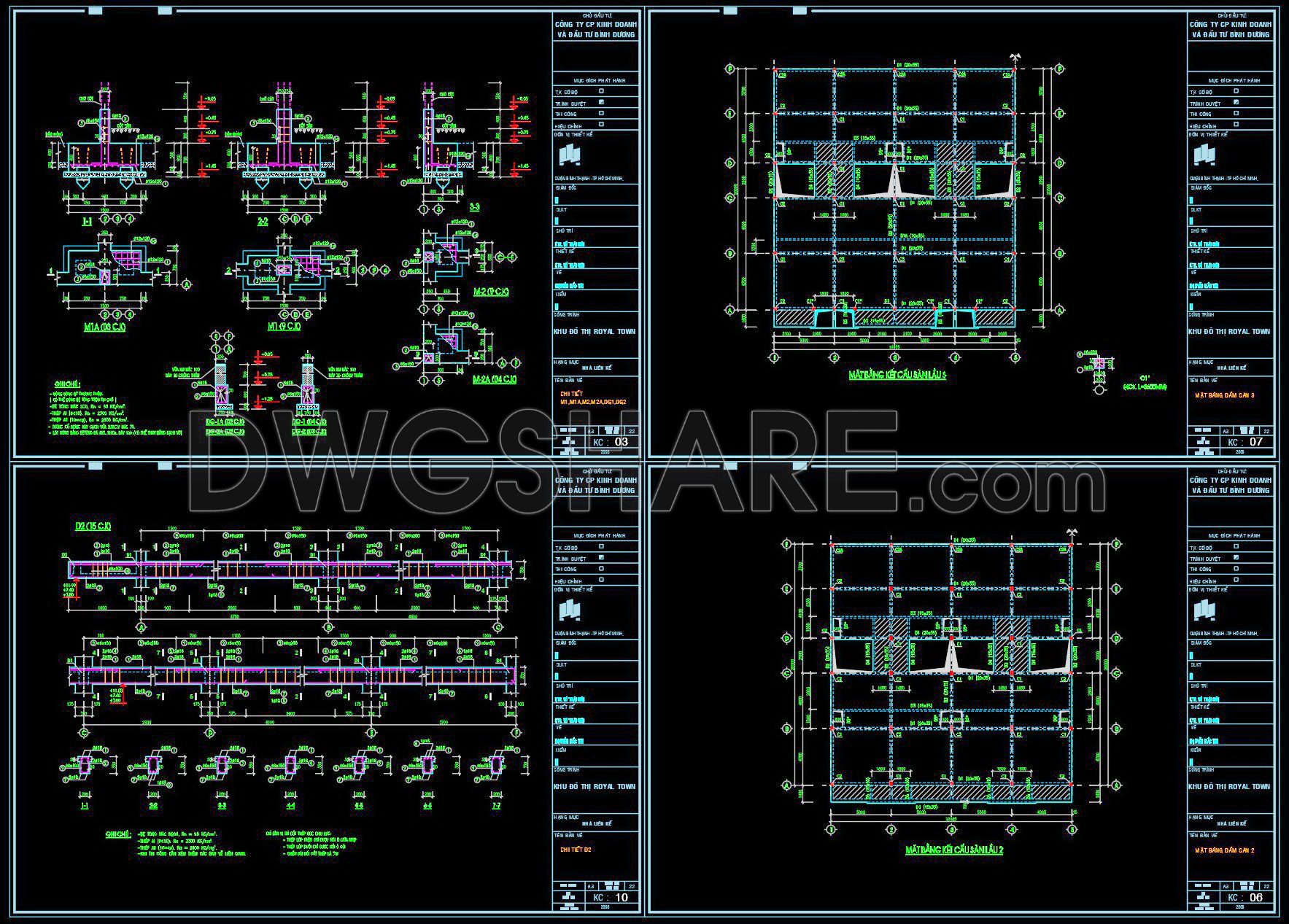 348. Free Download of Structural CAD Drawings for 20m x 20m Reinforced Concrete Townhouse (2)