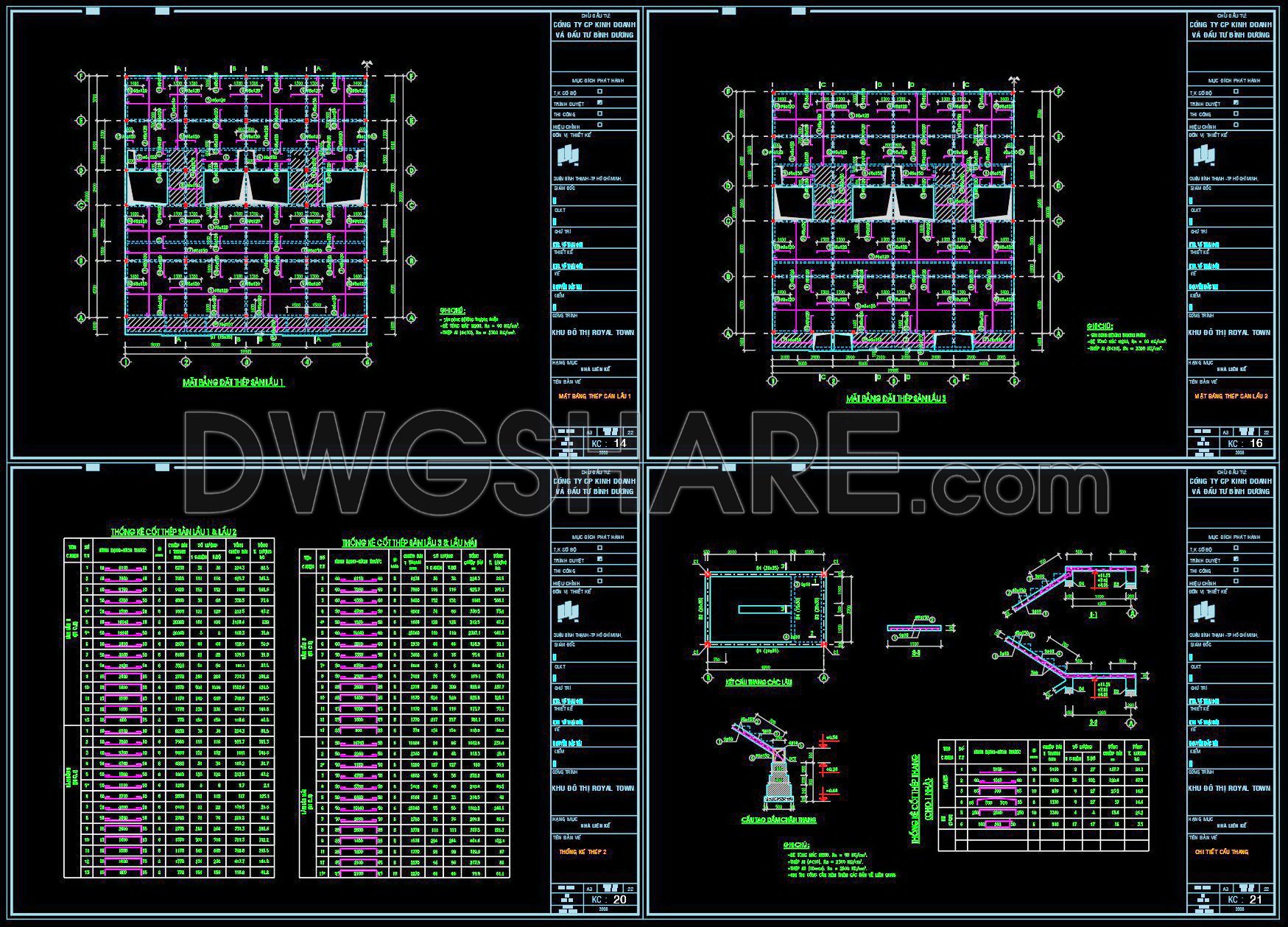 348. Free Download of Structural CAD Drawings for 20m x 20m Reinforced Concrete Townhouse (4)