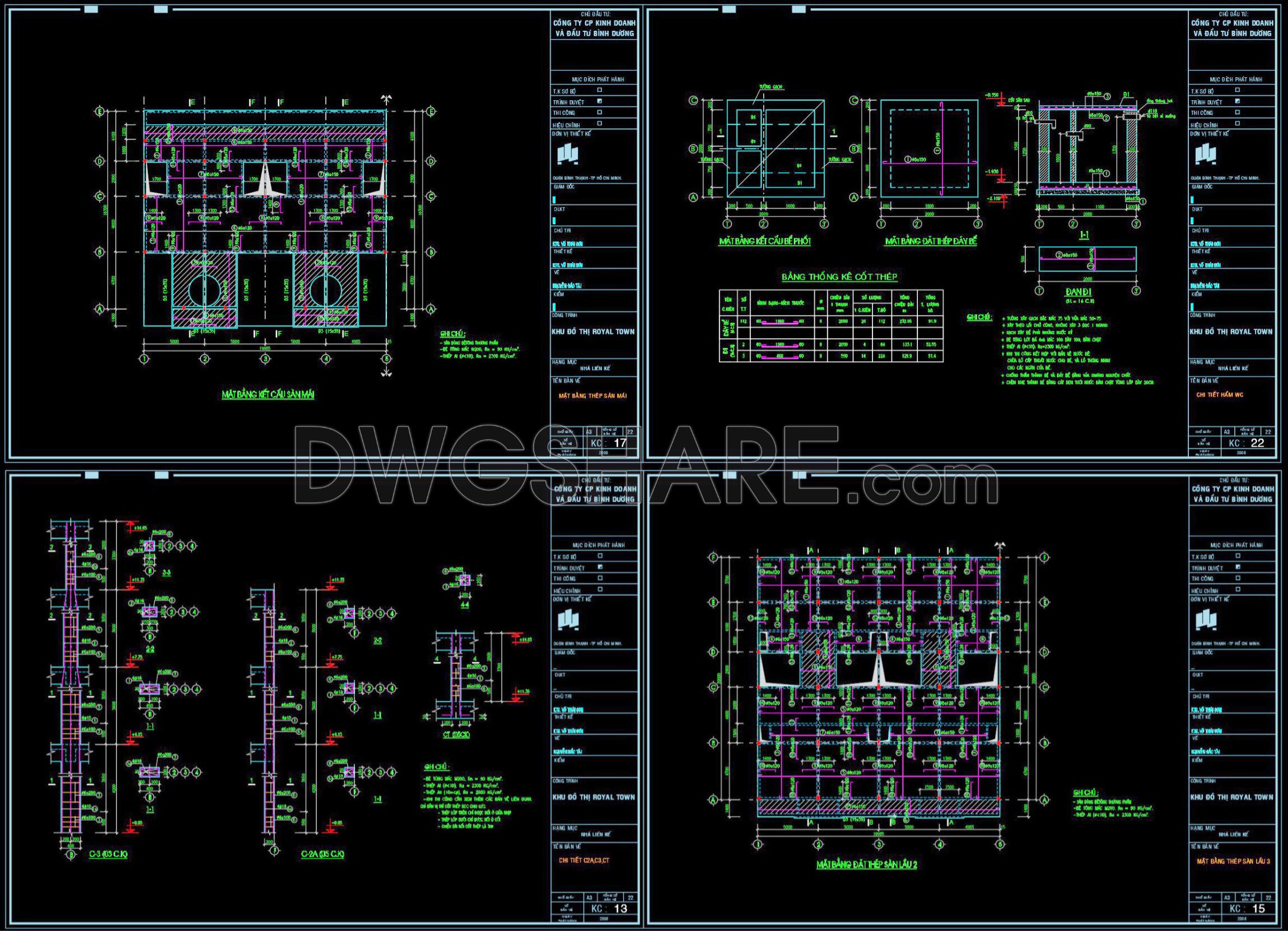 348. Free Download of Structural CAD Drawings for 20m x 20m Reinforced Concrete Townhouse (5)