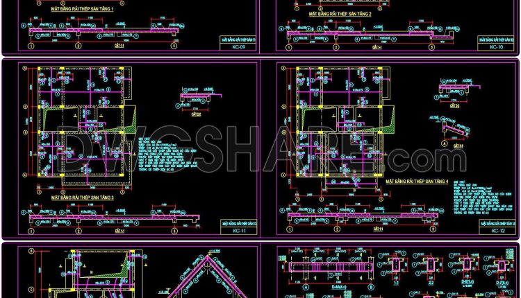 351. Free Download of Structural CAD Drawings for 8.7m x 10.7m Reinforced Concrete Townhouse (1)