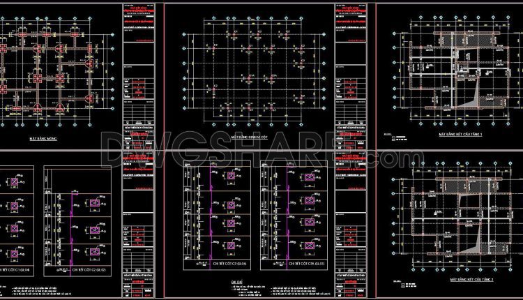 354. Free Download of Structural CAD Drawings for 9.8m x 13m Reinforced Concrete Townhouse (5)