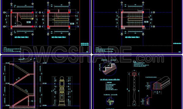 360. Download Detailed CAD Staircase Designs for Townhouses for Free