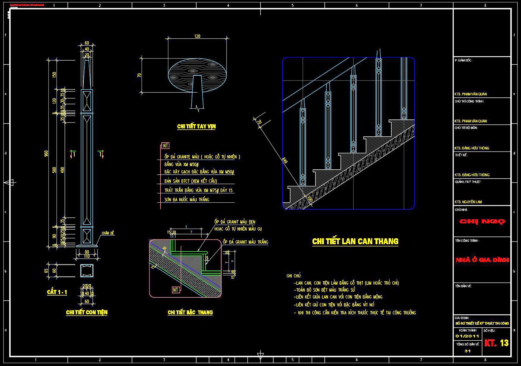 361. Free CAD Drawings of Wooden Stairs and Railing Construction Details (1)