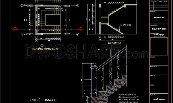 362. Download Detailed CAD Staircase Designs for Townhouses for Free