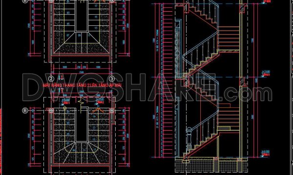 367. Free Download detailed CAD drawings of townhouse stairs