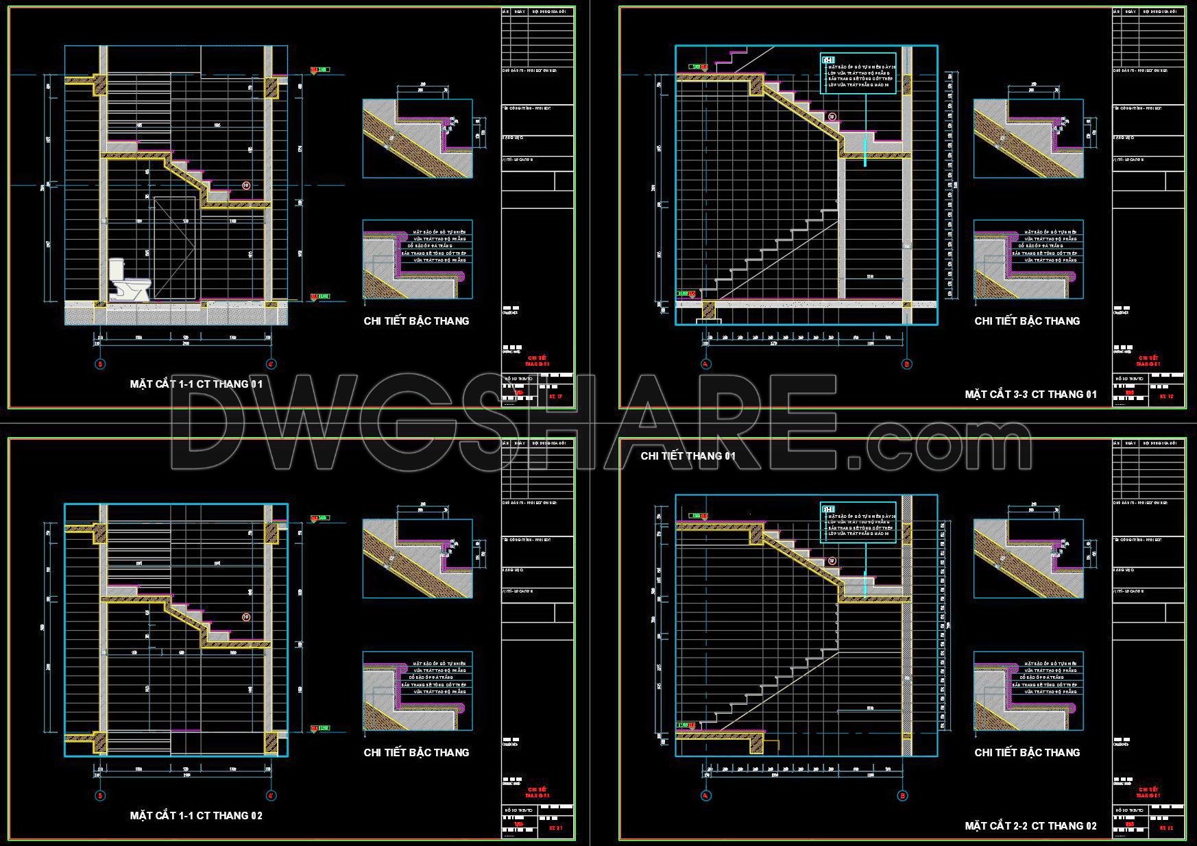 374. Free Download detailed CAD drawings of townhouse stairs (2)