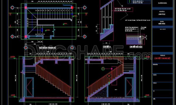 377. Free Download detailed CAD drawings of townhouse stairs