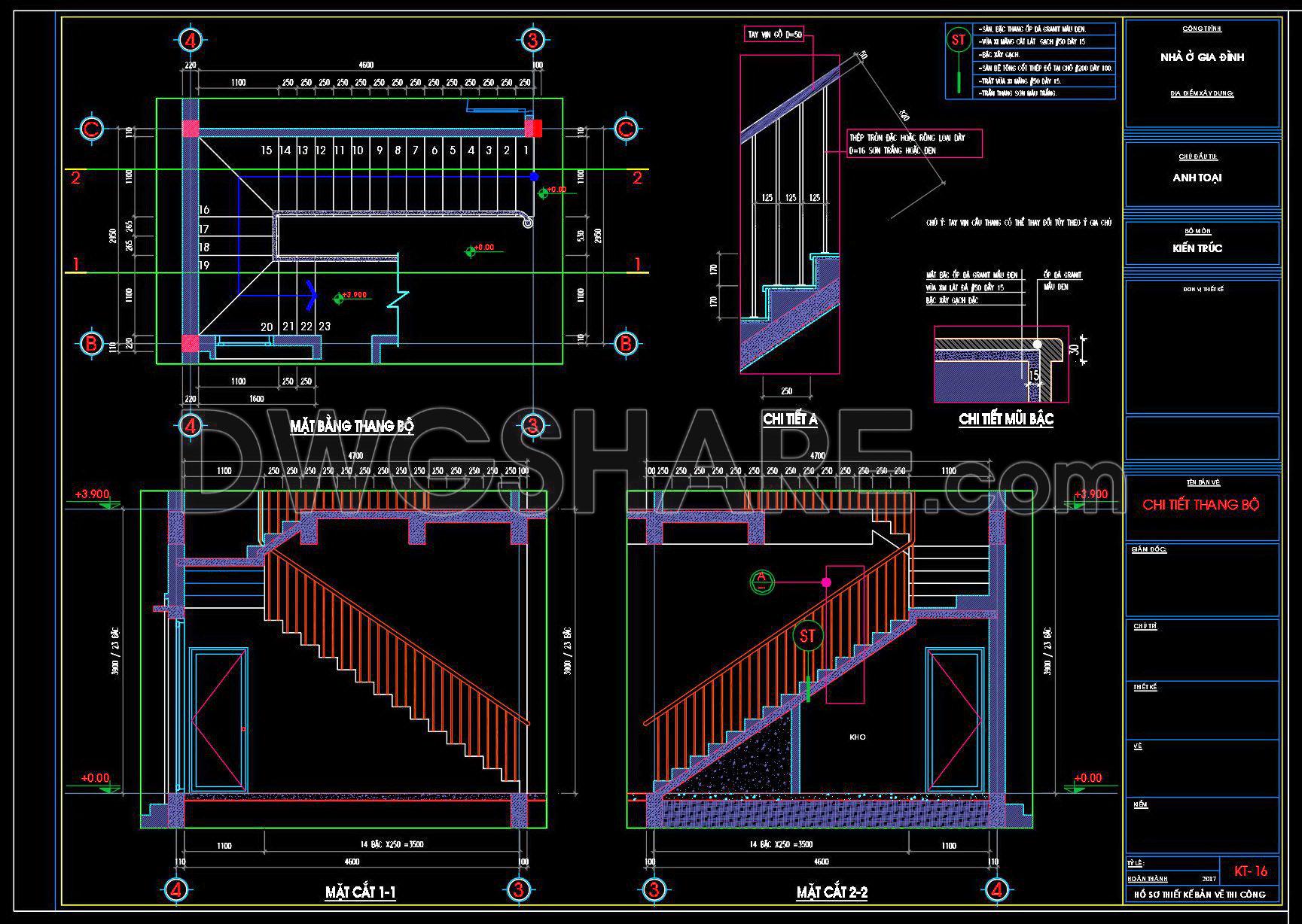 377. Free Download detailed CAD drawings of townhouse stairs (1)