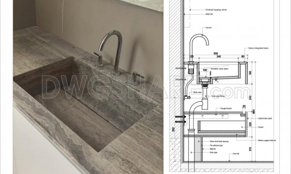 8 months ago
                

                
             1,469431. Modern Stone Integrated Washbasin Design – Detailed Technical Drawings