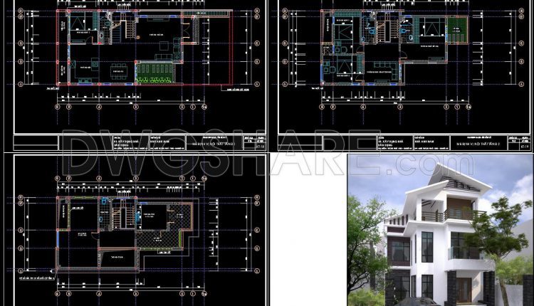 432. Free Download – Floor Plan Layout Drawings For 3‑story Family House
