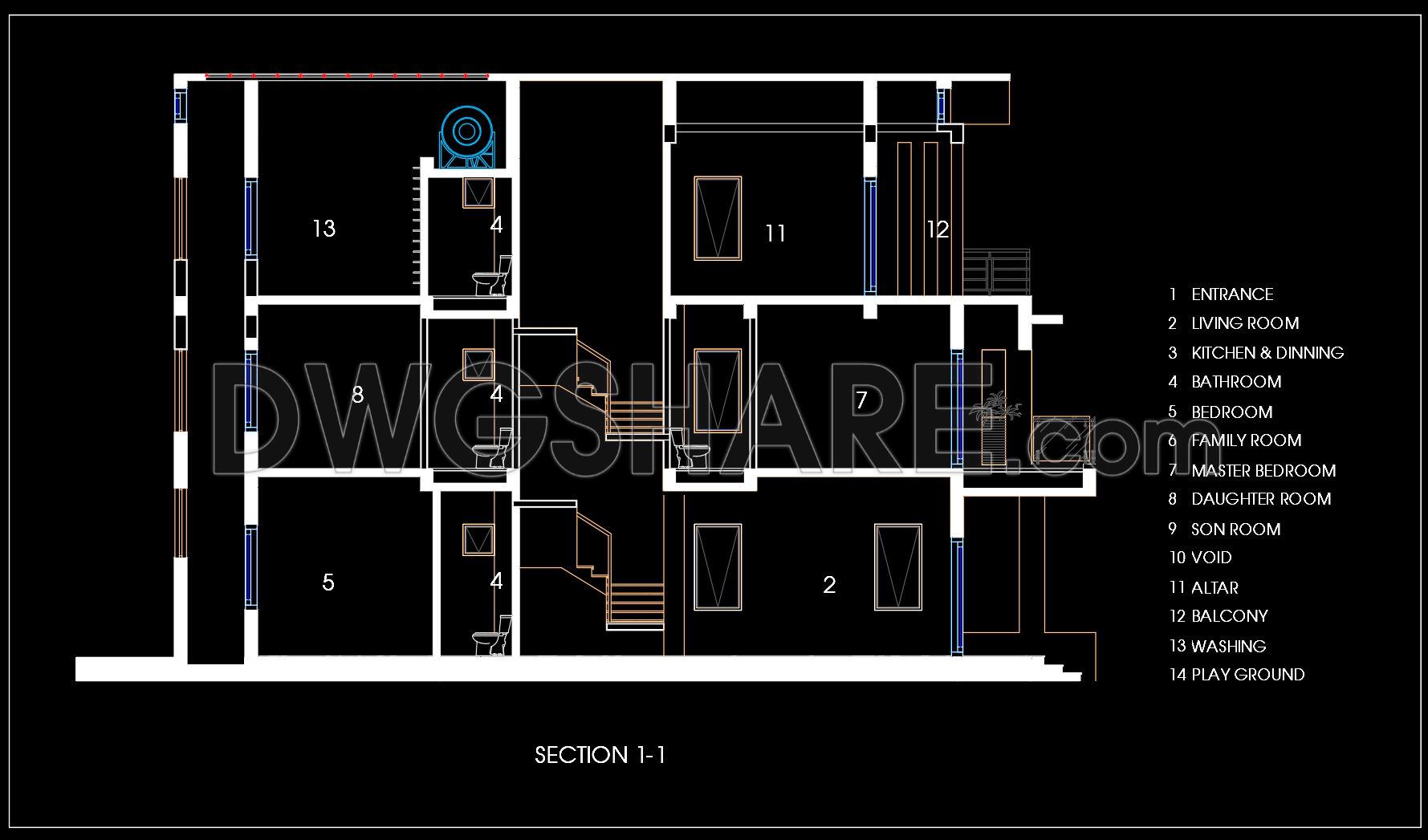 433. Free Cad Drawings – Two‑story Family Home, 360 Square Meters (3)