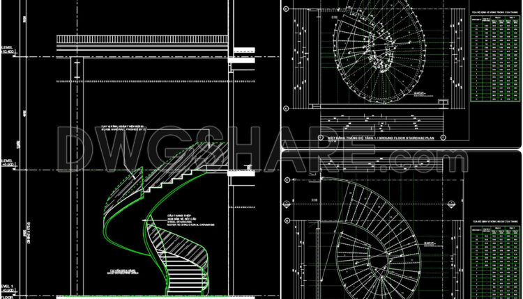 446. Architectural Section – Helical Staircase with Stainless Steel and Tempered Glass (1)