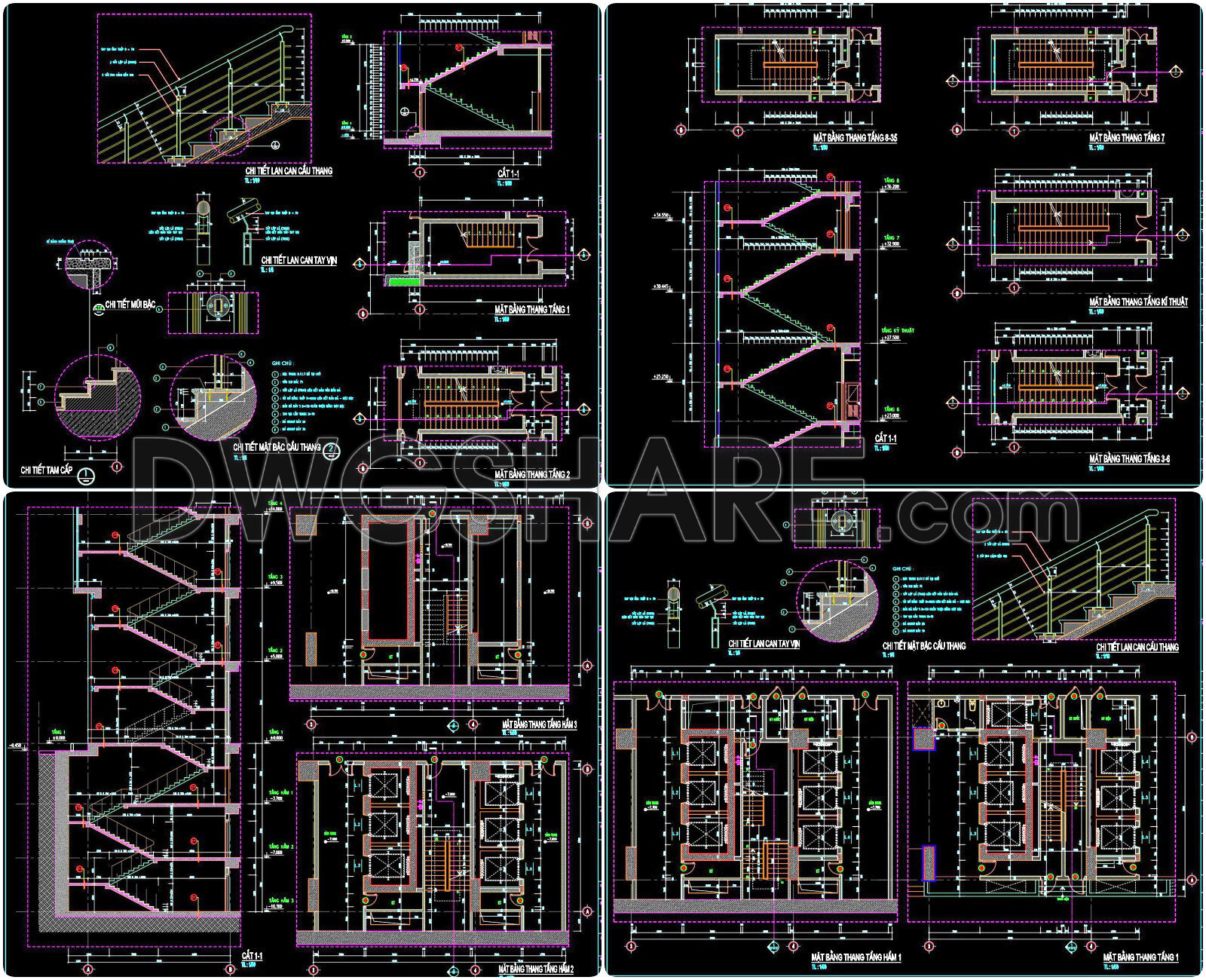 450. Download free detailed CAD drawings of staircases and elevators for buildings (1)