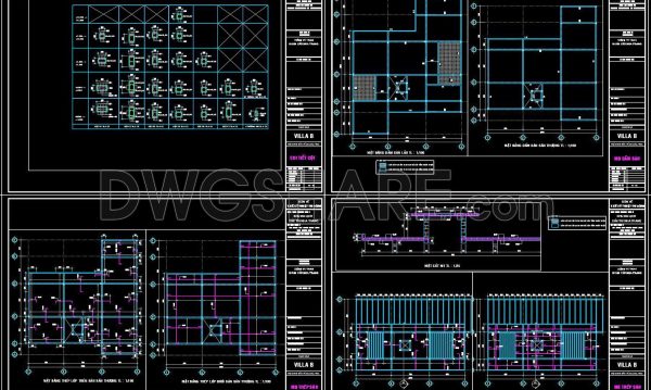 458. Free Download of Structural CAD Drawings for 20m x 25m Reinforced Concrete Townhouse