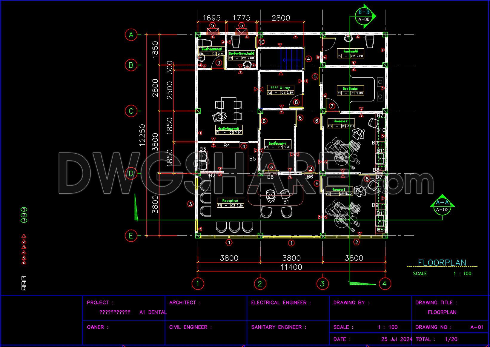 46. Free Download A1 Dental Clinic Floor Plan CAD Drawing (1)