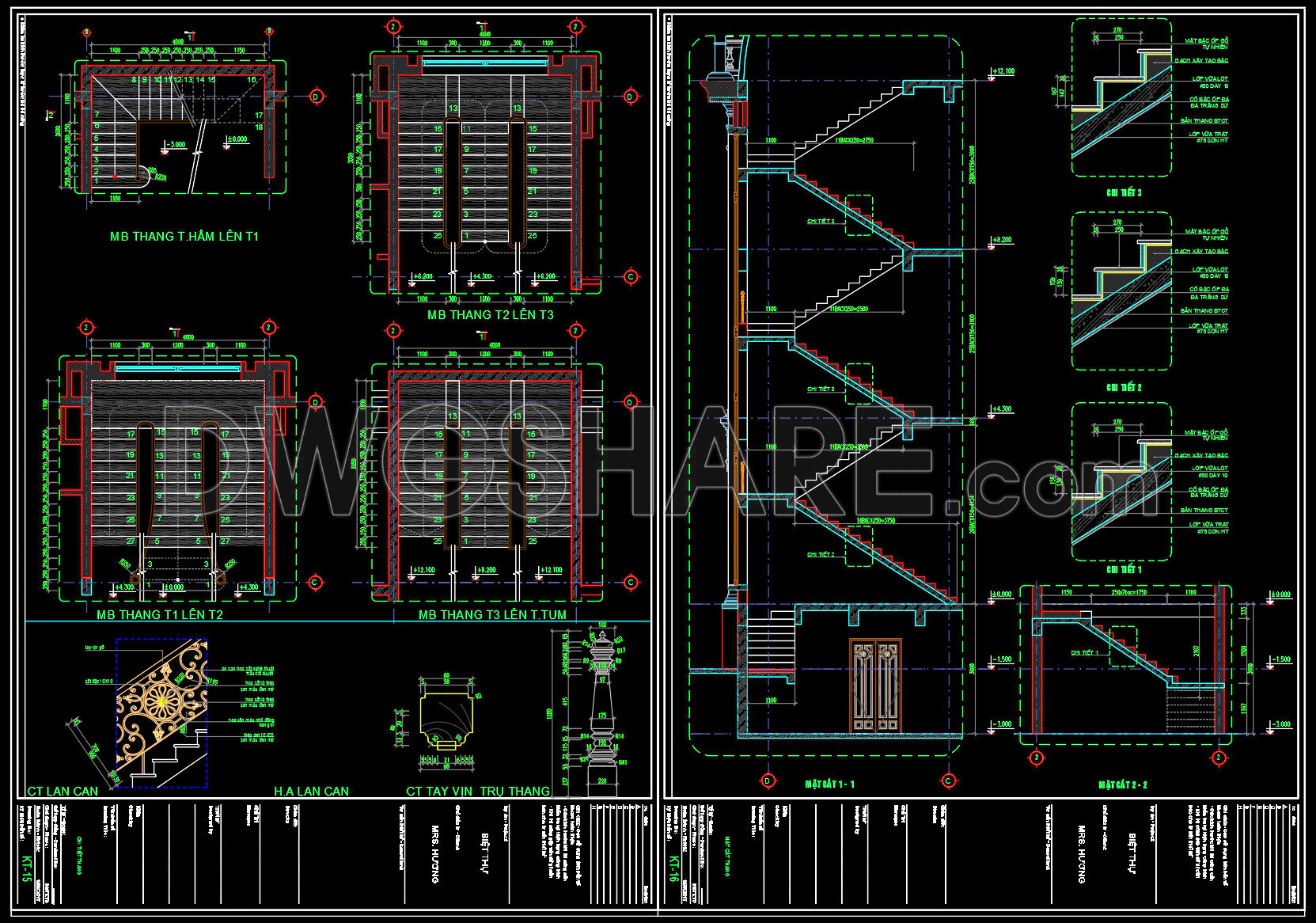 460. Download Detailed CAD Staircase Designs for Townhouses for Free (1)