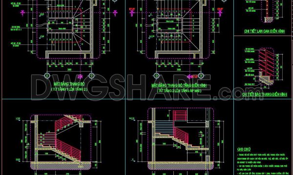 465. Download Detailed CAD Staircase Designs for Townhouses for Free