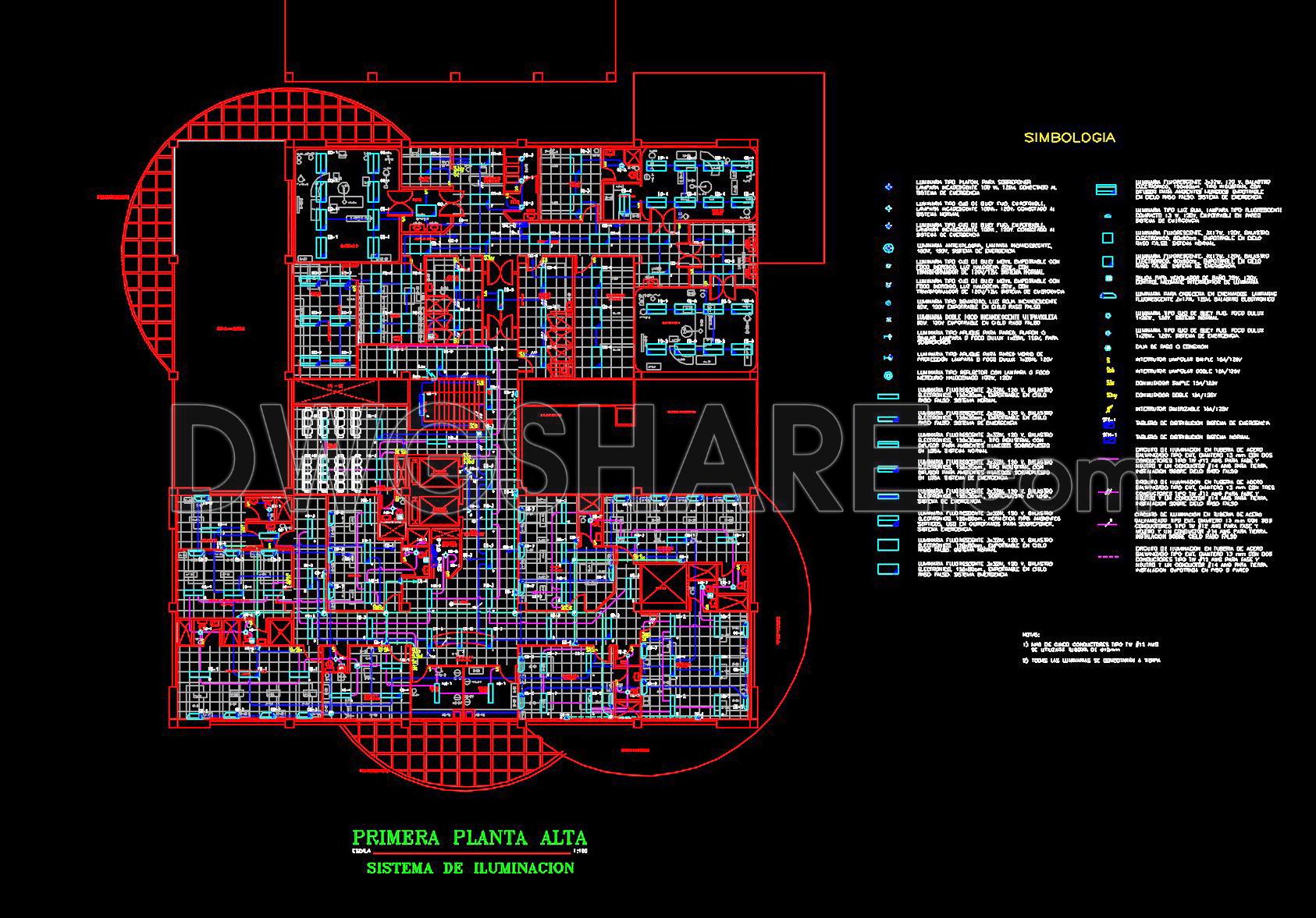 50. Download free CAD DWG drawings of hospital interior lighting system (2)