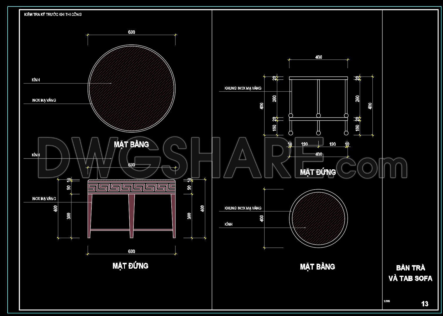 50. Free download of CAD drawings for living room coffee table details (1)