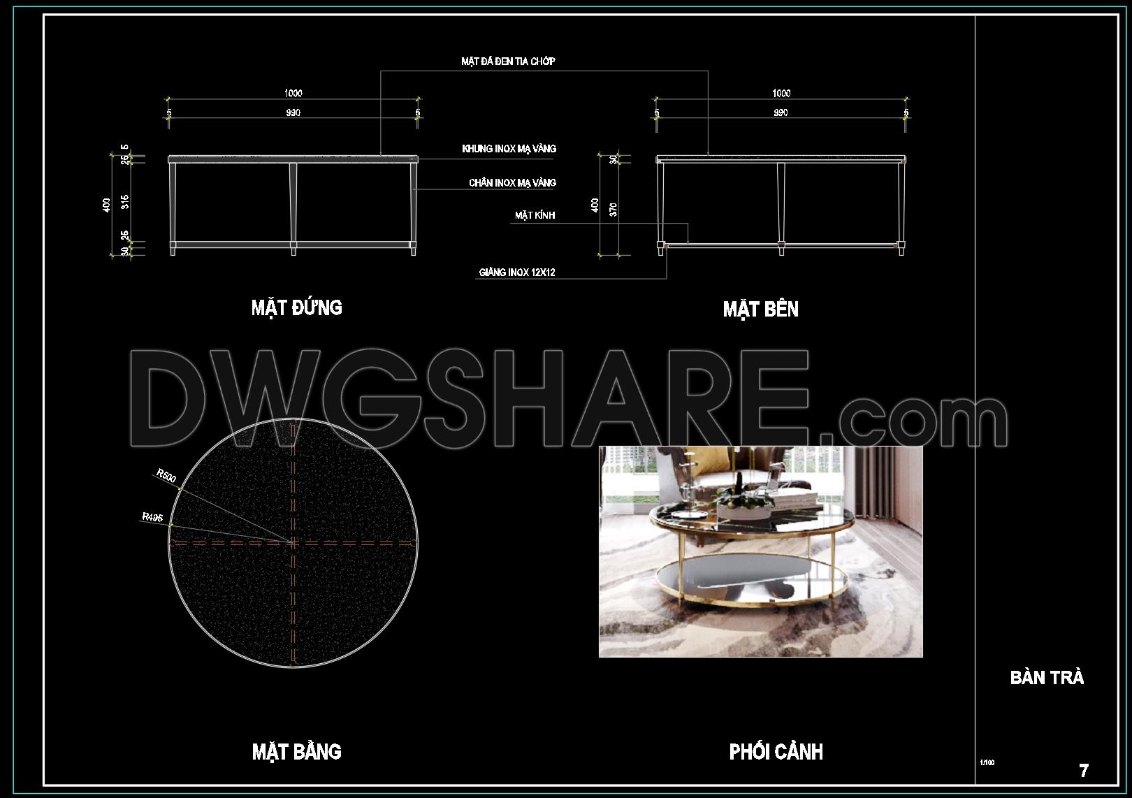 57. Download Free CAD Files of Living Room Coffee Table Details (1)