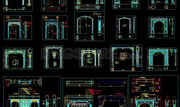 9 months ago
                

                
             641578. Download Detailed CAD Drawings of Classical Decorative Gate and Column System