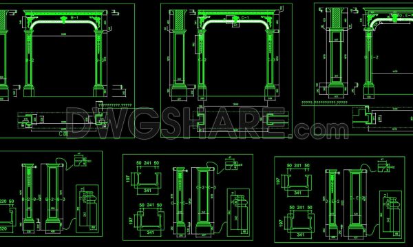 579. Download Detailed CAD Drawings of Classical Decorative Gate and Column System