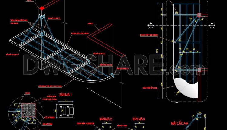 581. Free download of detailed structural drawings for the main entrance steel canopy (1)