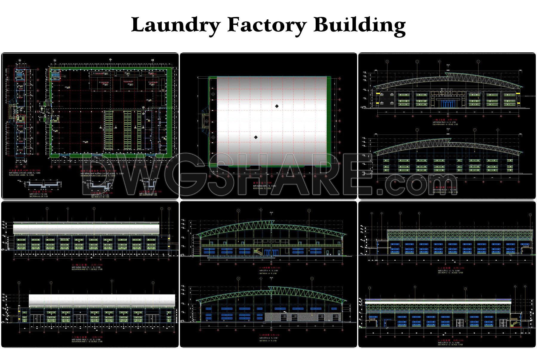 65. Free Download Architectural Design Drawings Of A Laundry Factory (60m X 90m)