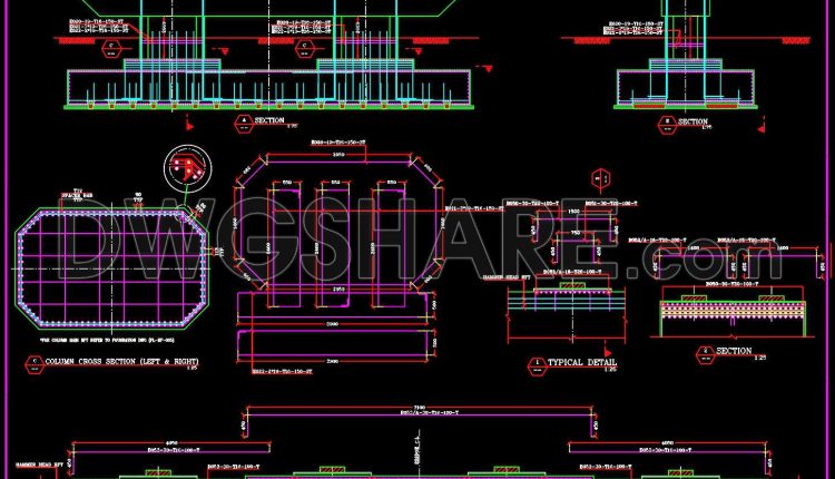 651.-flyover-pile-reinforcement-details-cad-template-dwg-free-download